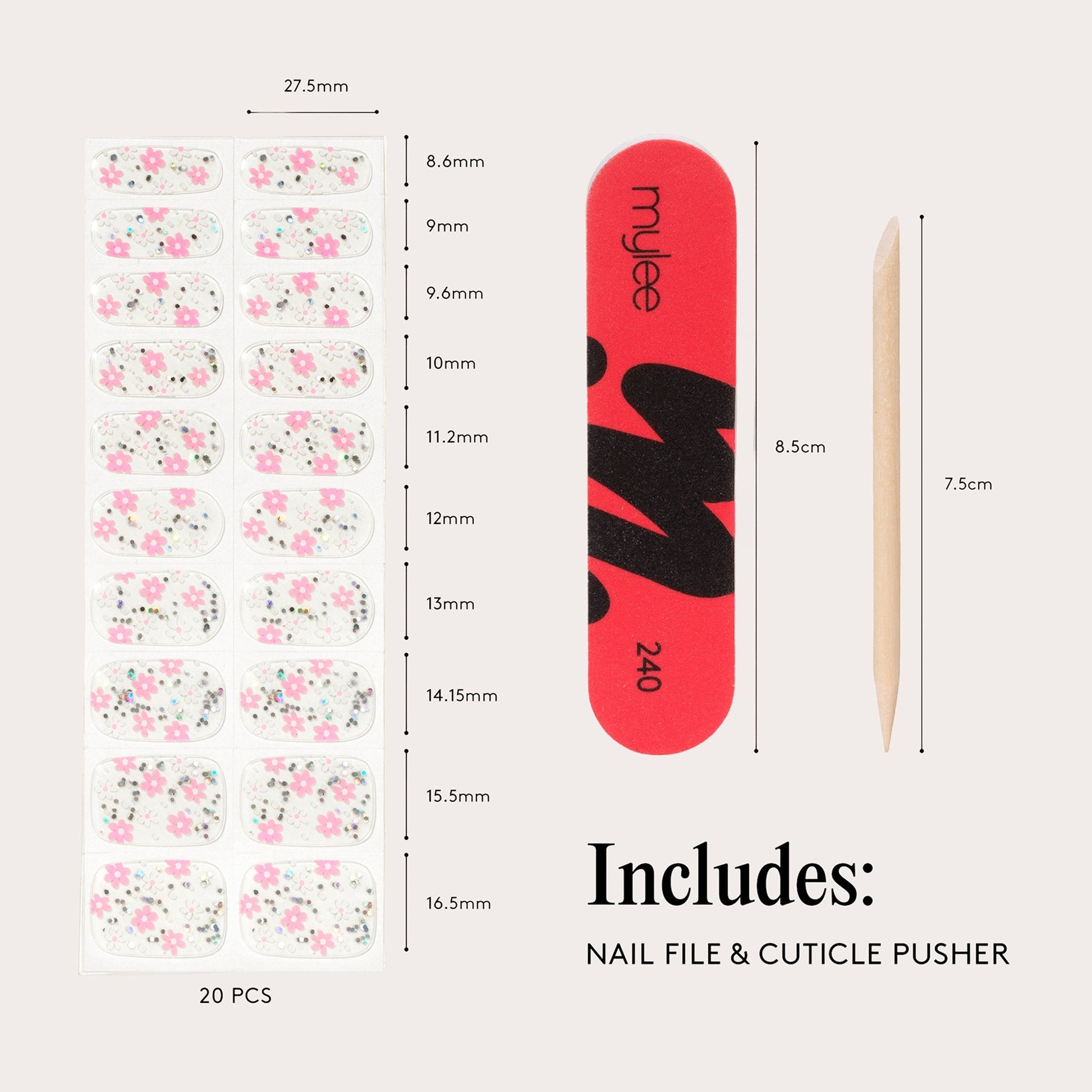 Mylee Gel Nail Wraps Freshly Picked - Application