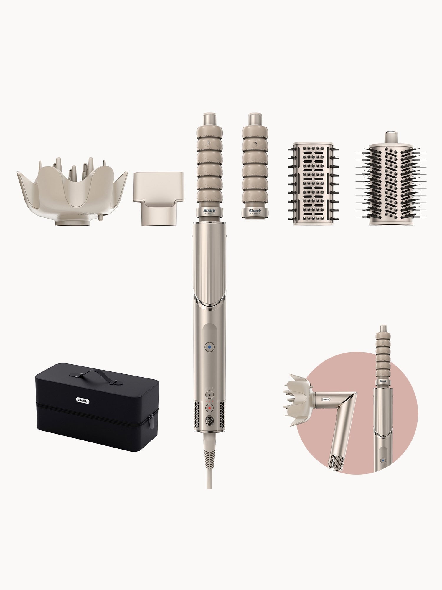 SHARK Beauty FlexStyle 5-in-1 Air Styler and Hair Dryer with Storage Case - Stone