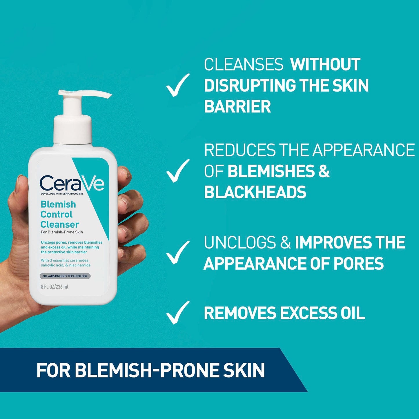 CeraVe Blemish Control Face Cleanser with 2% Salicylic Acid & Niacinamide - Image 5
