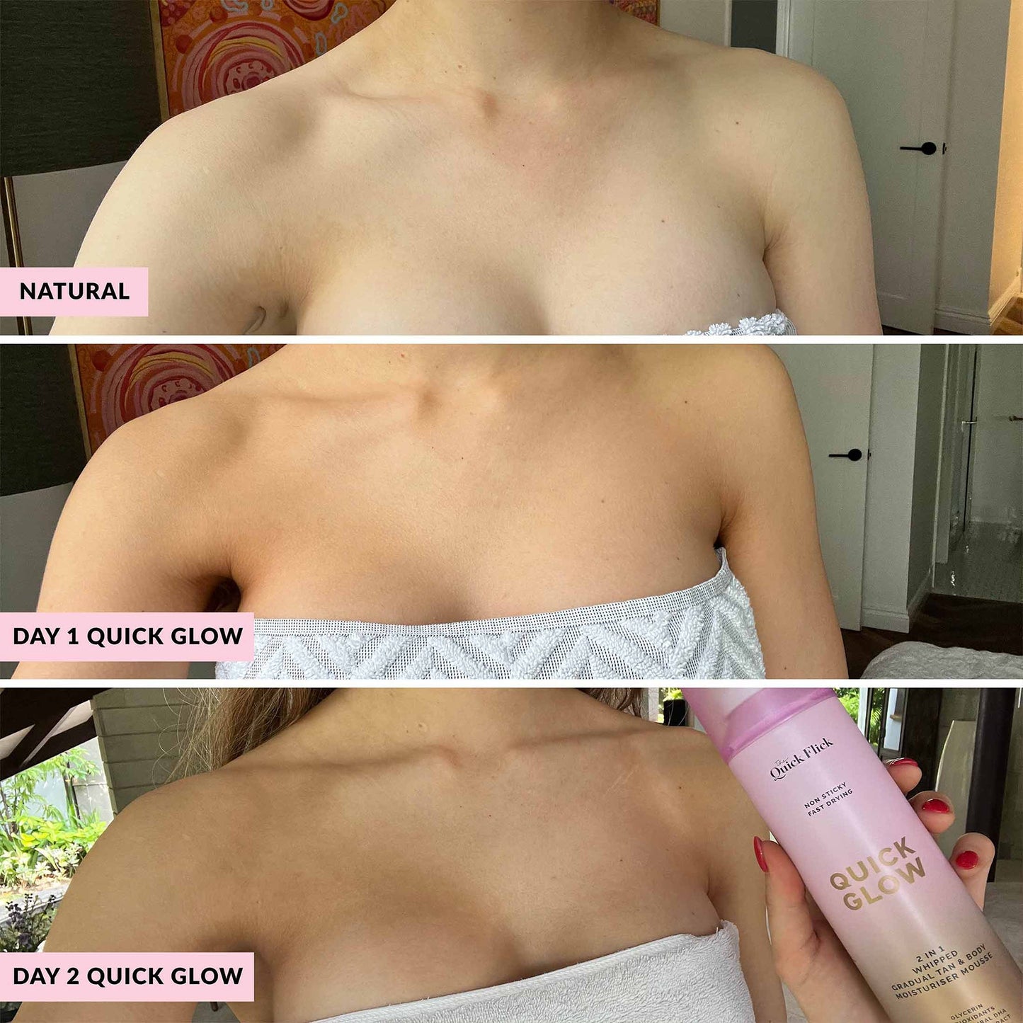 Quick Flick Quick Glow Whipped Gradual Tan Body Moisturizer Mousse - Image 5