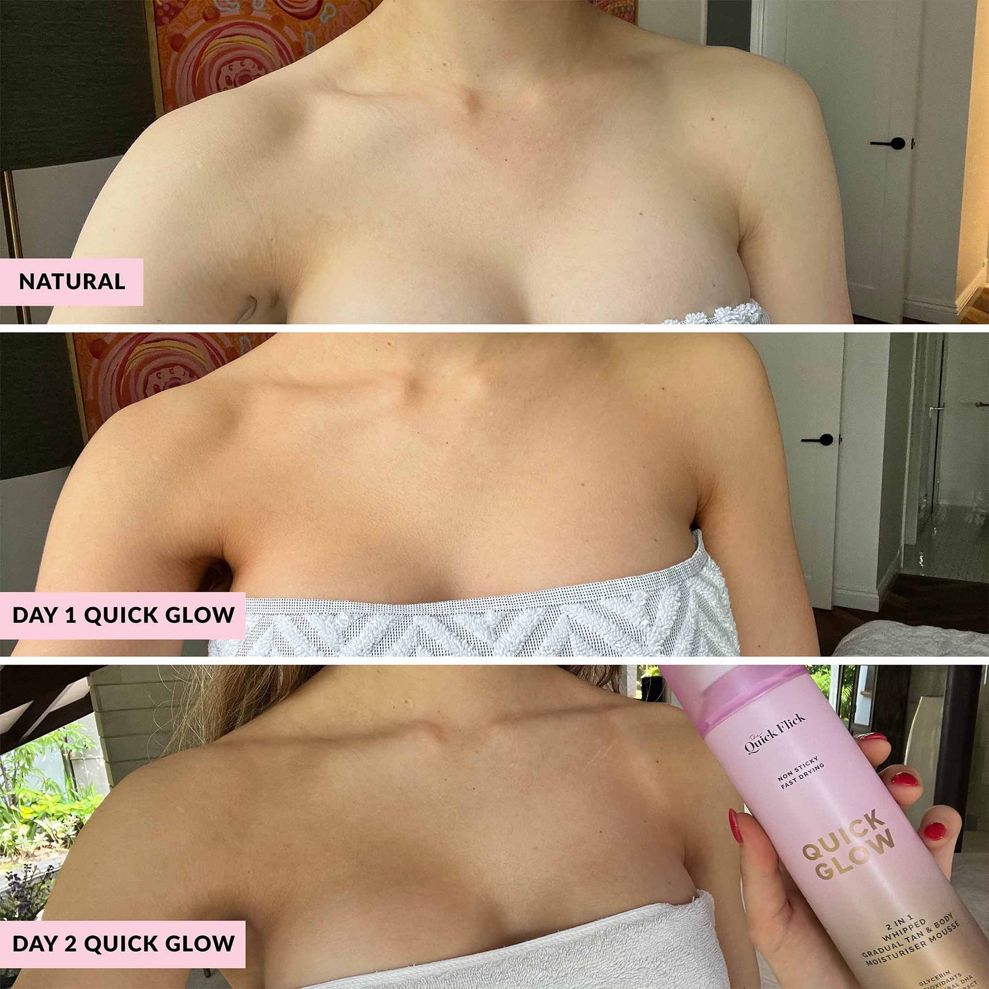 Quick Flick Quick Glow Whipped Gradual Tan Body Moisturizer Mousse - Image 5
