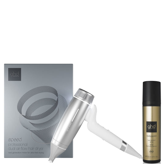 ghd White Speed and Bodyguard Heat Protect Spray Bundle