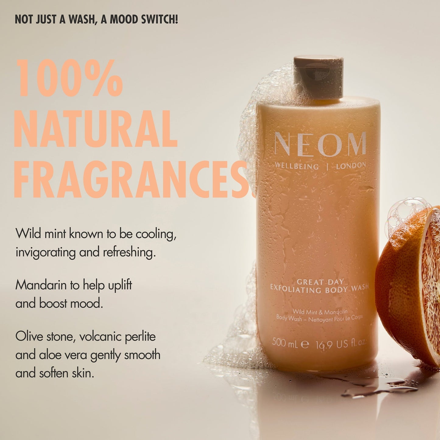 NEOM Great Day Exfoliating Body Wash - Application