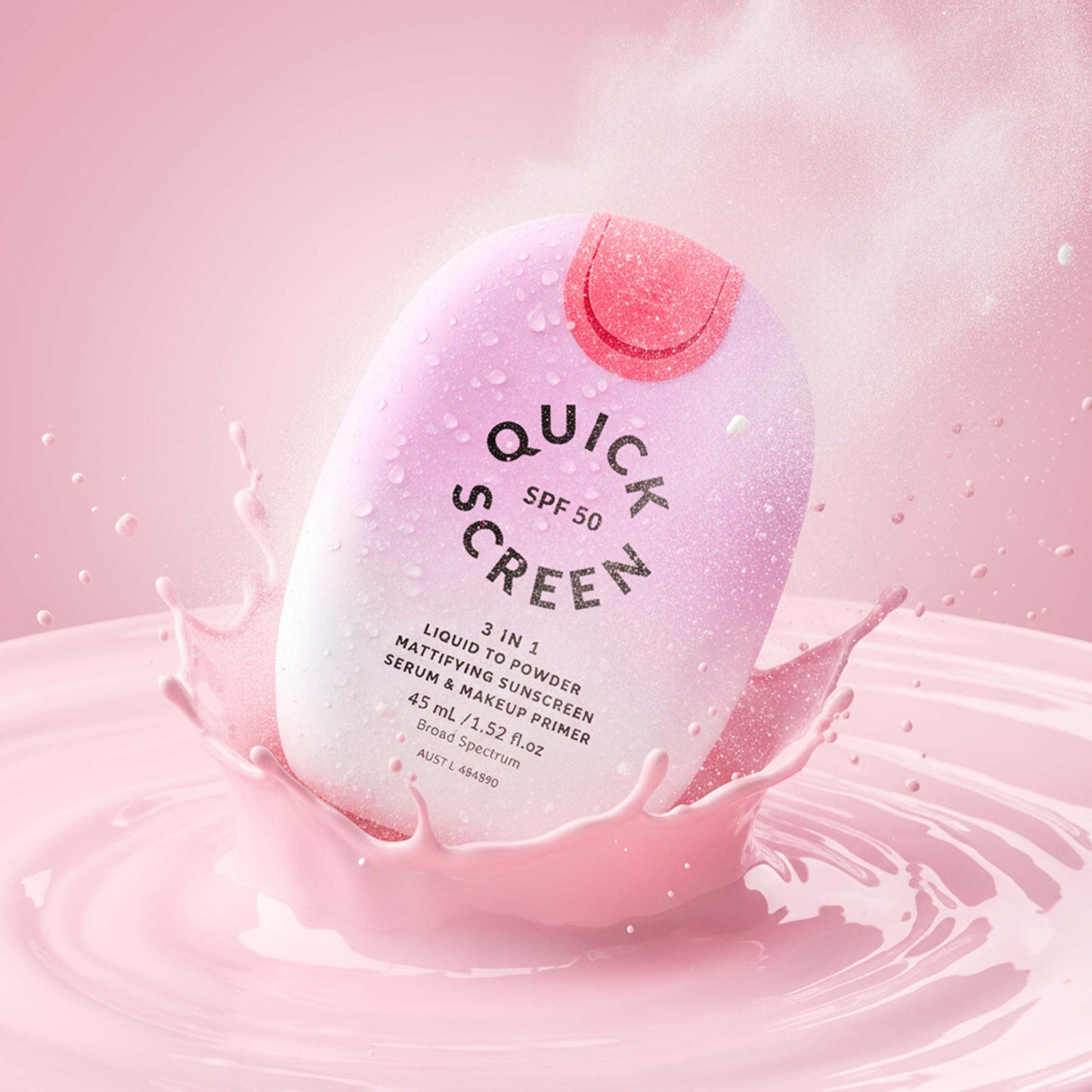 Quick Flick Quick Screen SPF50 Liquid to Powder Mattifying Serum & Primer - Watermelon - Application