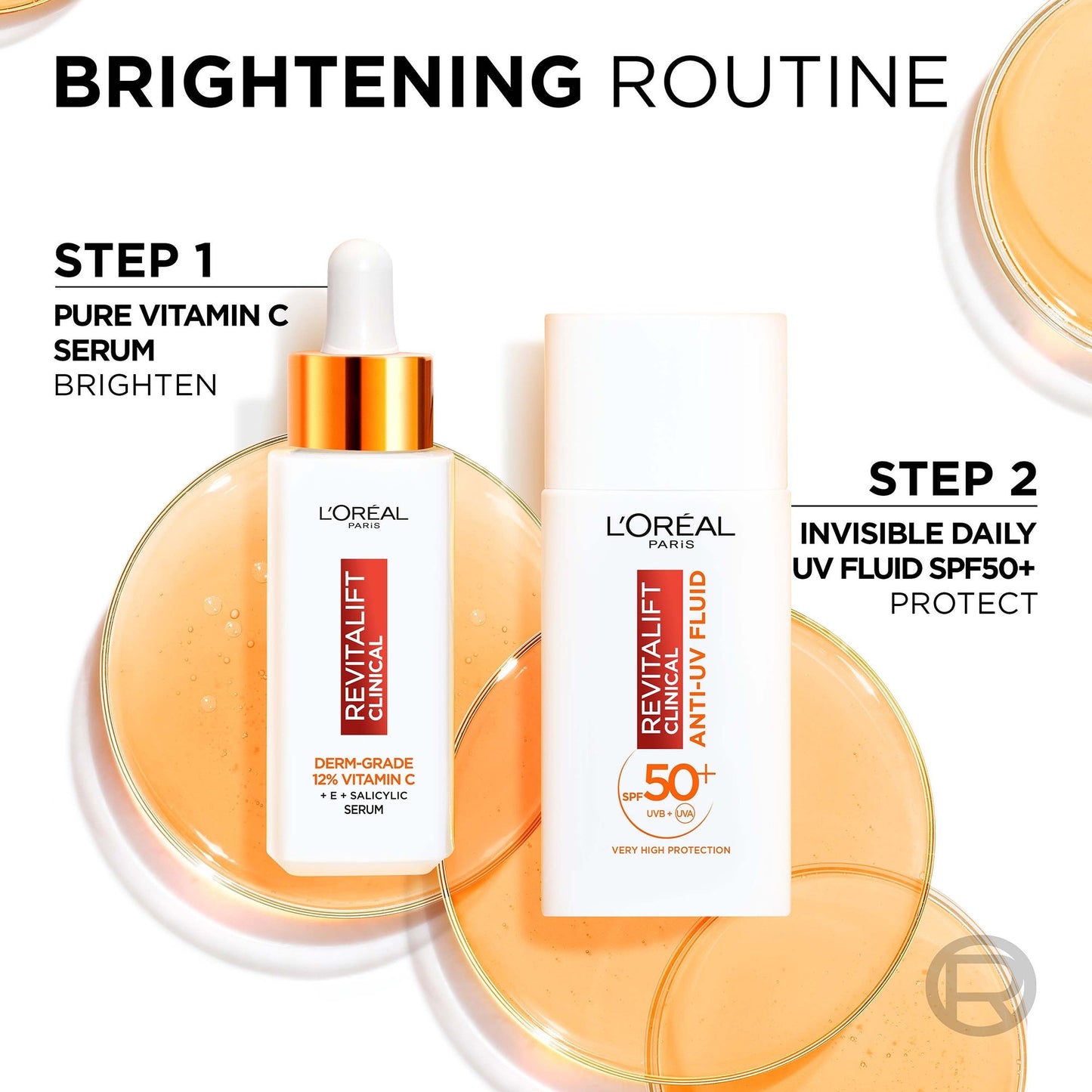 L'Oréal Paris Revitalift Vitamin C Brightening Set with Serum and SPF50 Fluid - Application