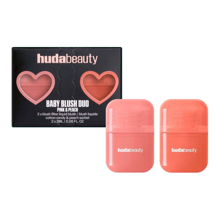 Huda Beauty Baby Blush Duo Cotton Candy and Peach Sorbet