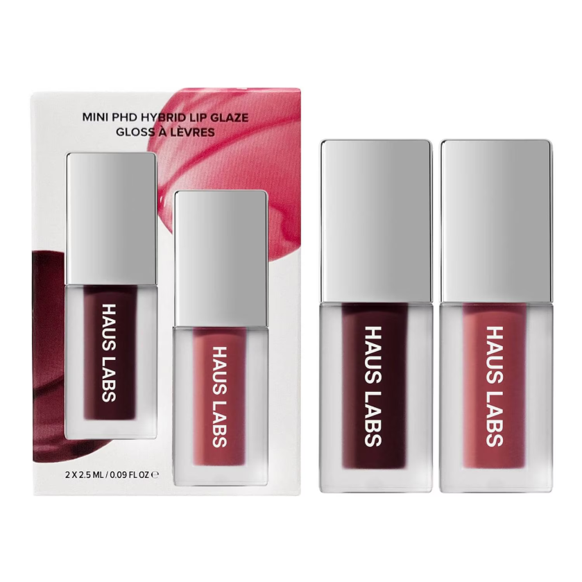HAUS LABS Mini PhD Hybrid Lip Glaze Duo Set – Coffret de Brillants à Lèvres