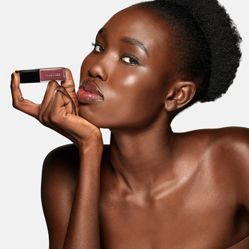 HAUS LABS Mini PhD Hybrid Lip Glaze Duo Set – Coffret de Brillants à Lèvres - Application